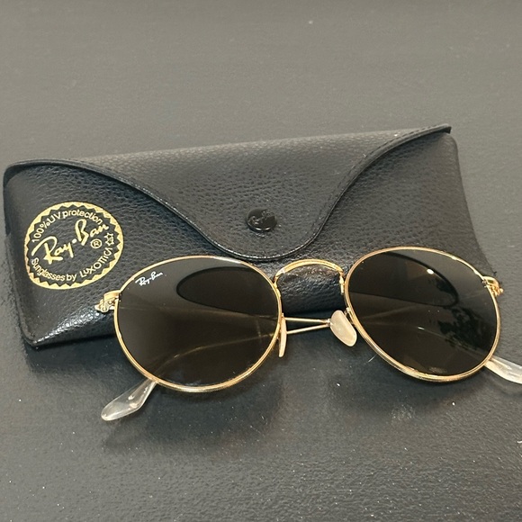 Ray-Ban Gold Frame Sunglasses with Black Lenses